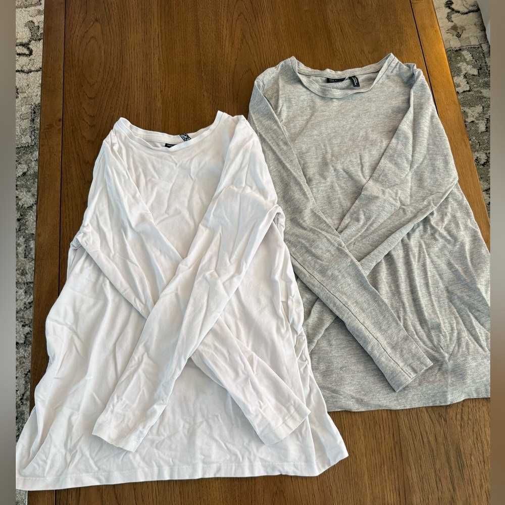 ASOS Maternity White and Gray Long Sleeve Shirts Size S
